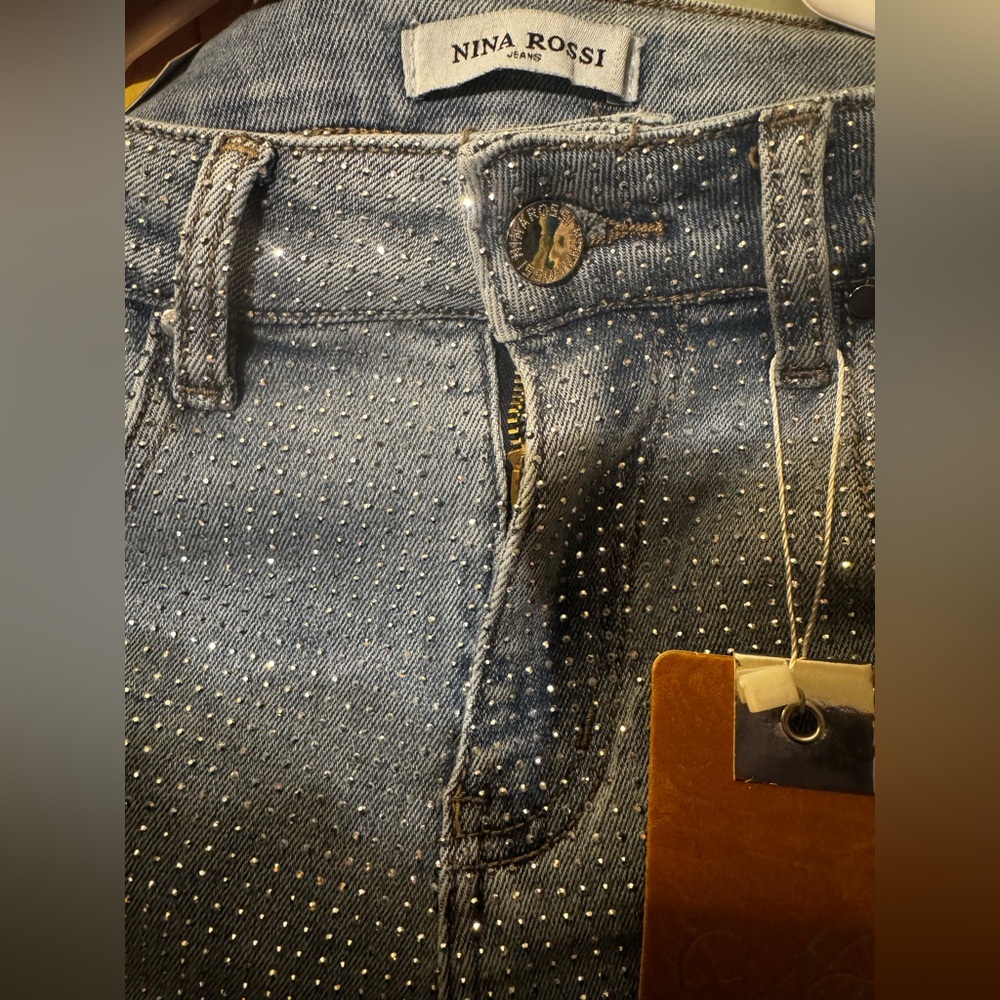 Boutique Rhinestone Embellished Jeans - Picture 4 of 14